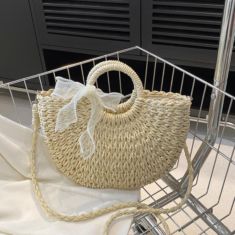 Summer New Bag Trendy Straw Vegetable Basket Women's Bag Portable Shoulder Beach Bag