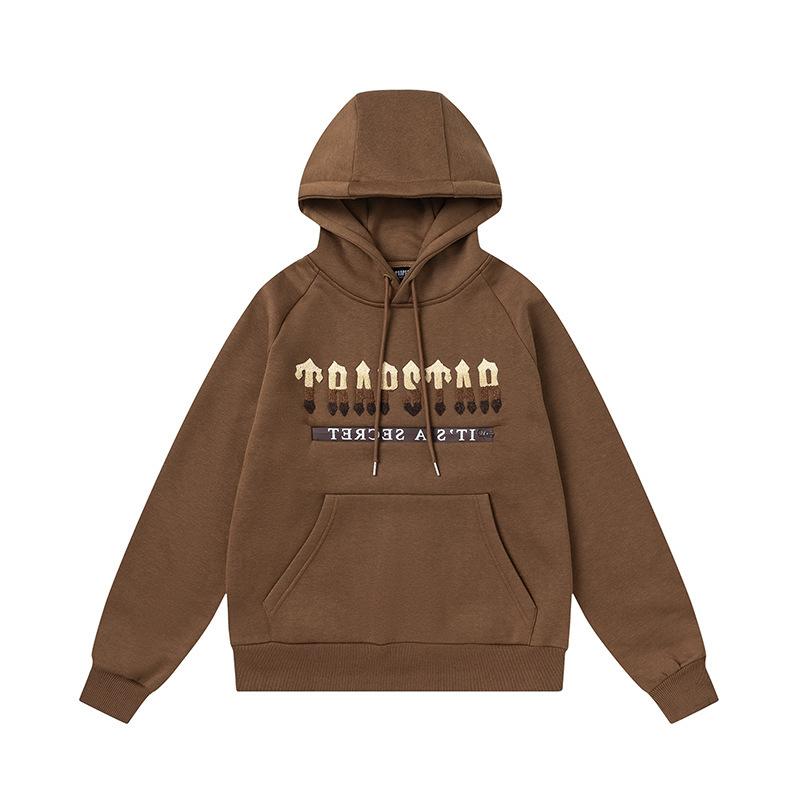 Foreign trade new rainbow color matching letter embroidery velvet loose hooded sweater casual trousers set men and women the same style