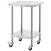 Stainless Steel Work Table Commercial Prep Table 24x24 Inch With 4 Casters