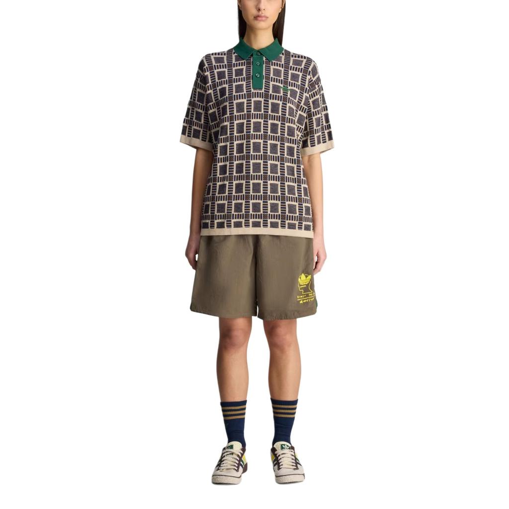adidas Originals X Brain Dead Collaboration Trefoil SS25 Sports Fashion Comfortable Short Sleeve Polo Shirt Unisex Polo Shirts Dust-Sand JN7151