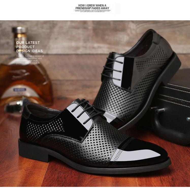 [Genuine leather cowhide] New summer sandals men's soft-soled hole leather shoes hollow wear-resistant dad shoes leather sandals