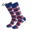 Moisture Management Work Socks Men's Retro Plaid Crew Socks Thickened Combed Cotton Thermal Pattern Breathable Anti-Odor Athletic Casual for Outdoor