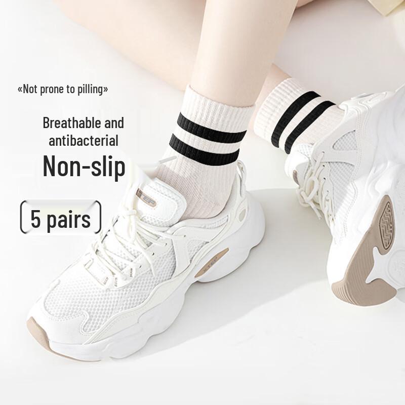 Langsheng Girls' Four Seasons Mid-Tube Cotton Socks