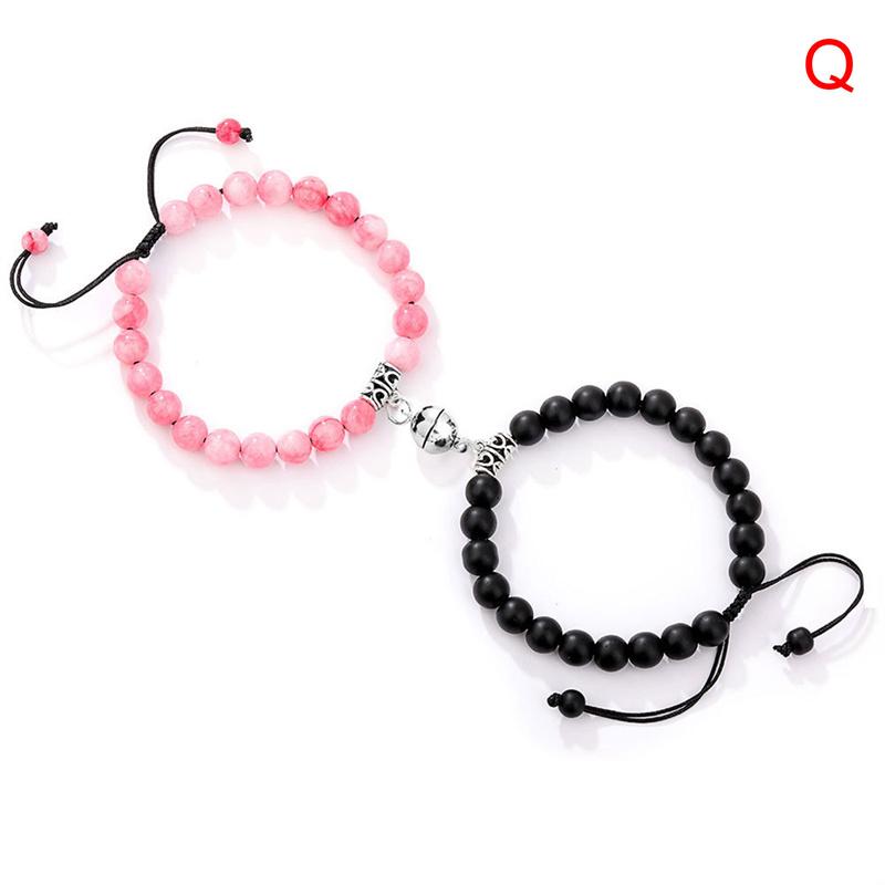 2021 2Pcs/Set Natural Stone Beads Yoga Bracelet For Lovers Distance Magnet Couple Bracelets Friendship Jewelry