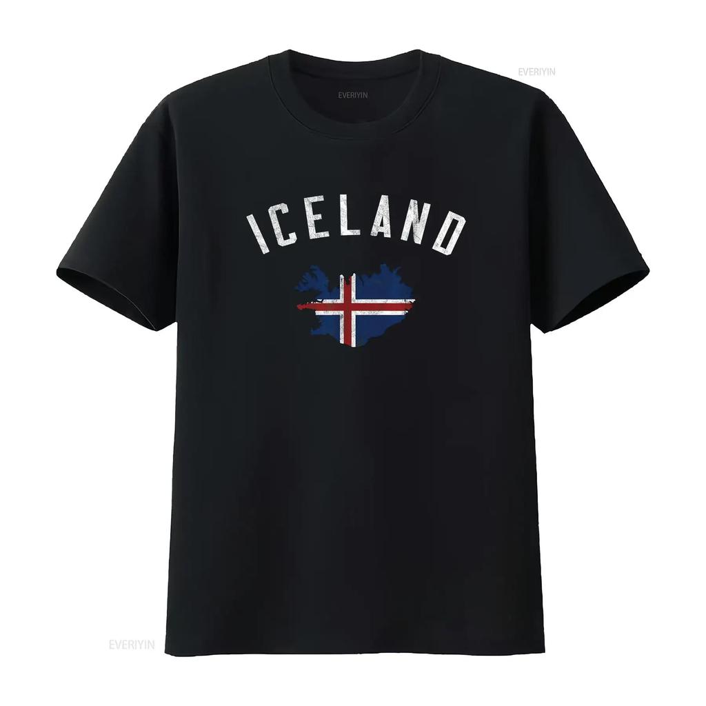 T-shirt Vintage Varsity Islanda vintage Lavata Traspirante Comoda Morbida streetwear Alla moda Unisex Elasticizzata homme Casual