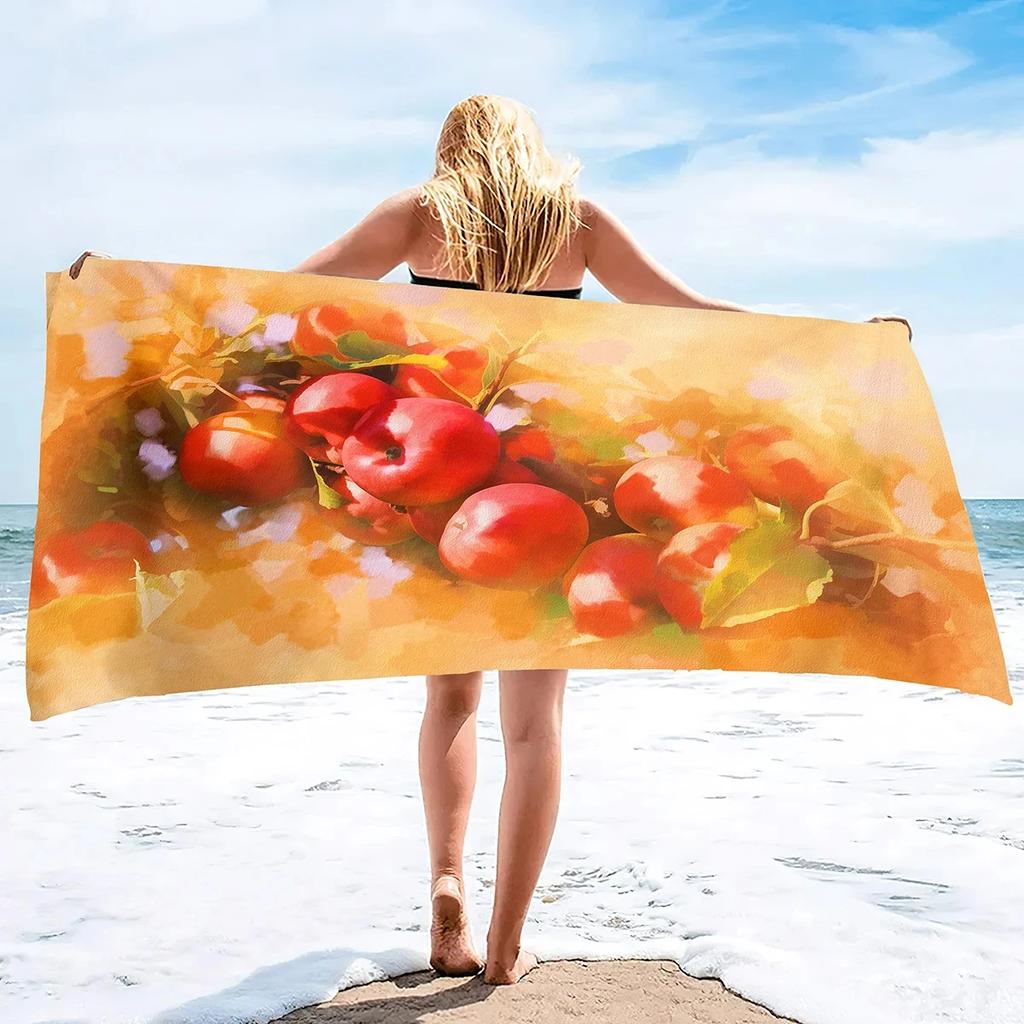 Cute Apple Beach Towel Microfiber Cartoon Fruit Bath Towel Quick Dry Sand Free Towels For Swimming Pool Beach Yoga Travel Sport