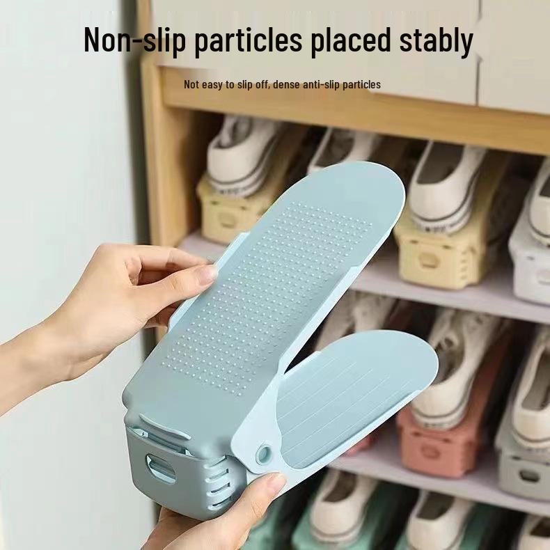 Adjustable Double-Layer Folding Shoe Rack for Entryway
