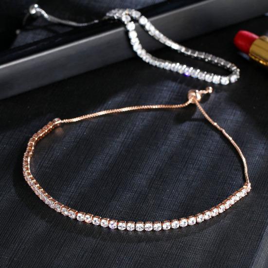 Luxury Cubic Zircon Single Row Pull Slider Bracelet Women Adjustable Bangle