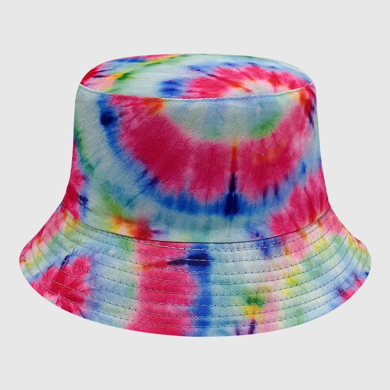 Neutral Summer Tie Dye Printed Fisherman Hat Outdoor Breathable Hat Sunshade