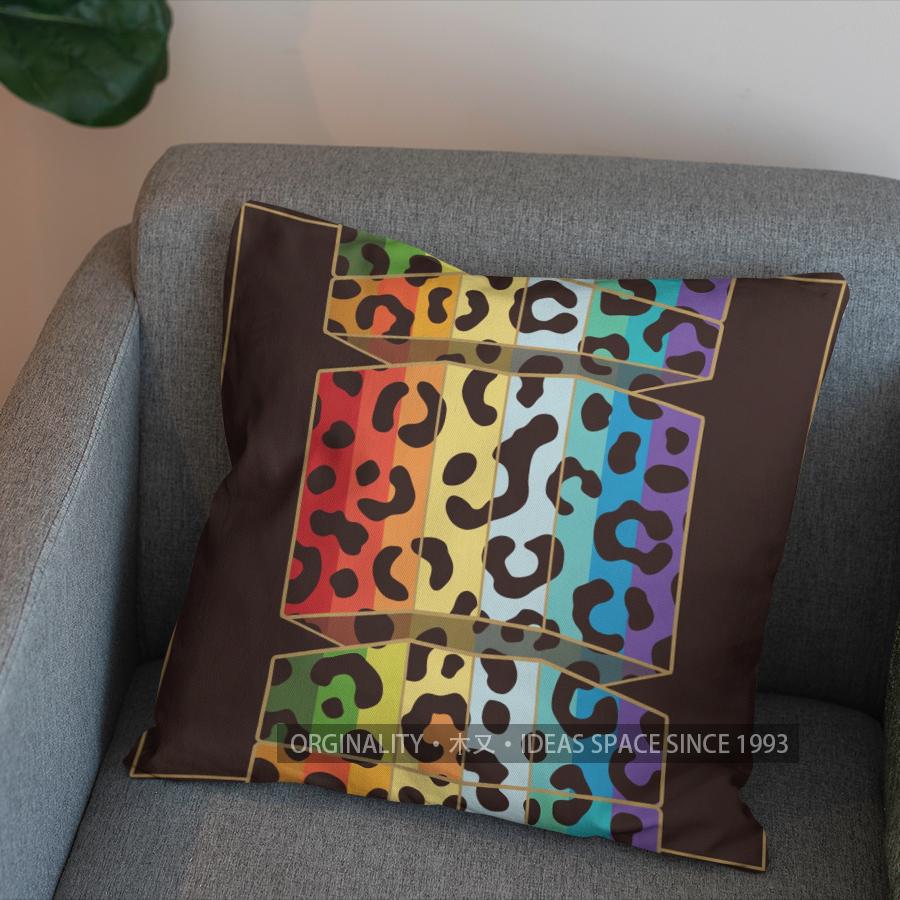 2D Leopard Art: Geometric Design Cushion Cover Pattern Cushion Cover Suitable For Sofa Bedroom Car Pillow Cover