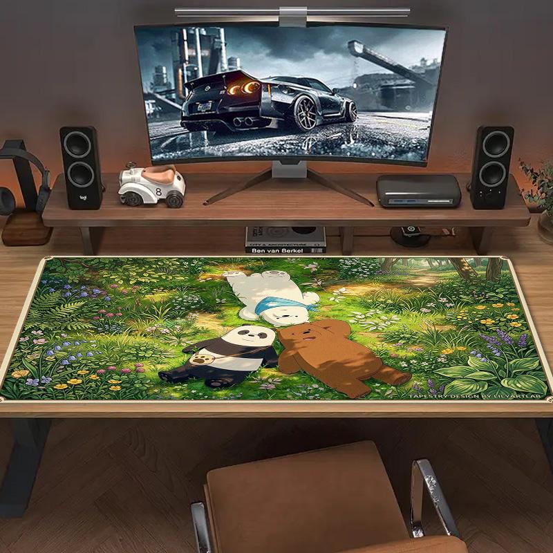 We Bare Bears Color Mouse Pad Large Gaming Table Cushion Non-slip Laptop Tablet Big Mousepad XXL Mat Mini PC Playmat With Lock Edge