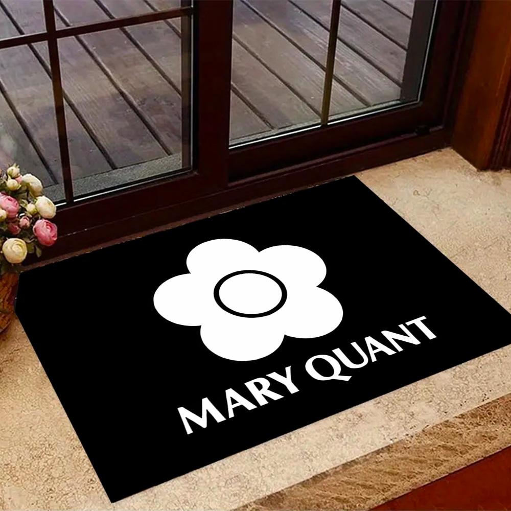 Mary Quant logo Themed Anti-Slip Rugs - Polyester Home Decor, Suitable for Bedrooms, Living Rooms, Doorways, Studios, and Decorations
