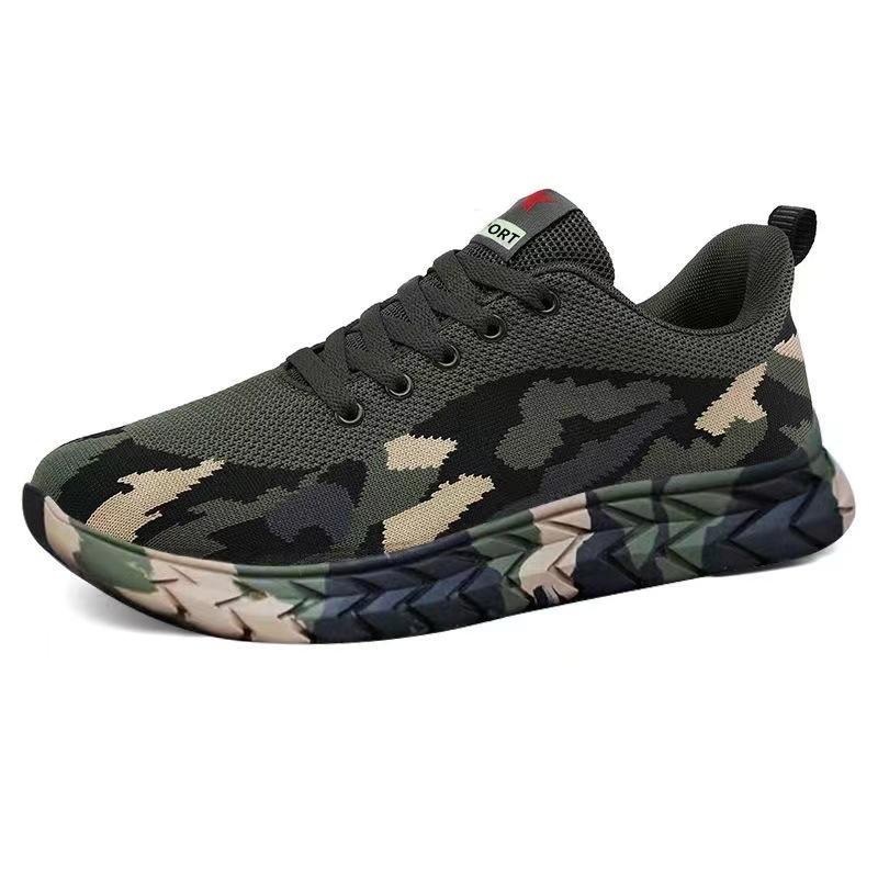 2024 spring camouflage casual shoes men's fly-woven running breathable shoes youth soft-soled lightweight non-slip sneakers