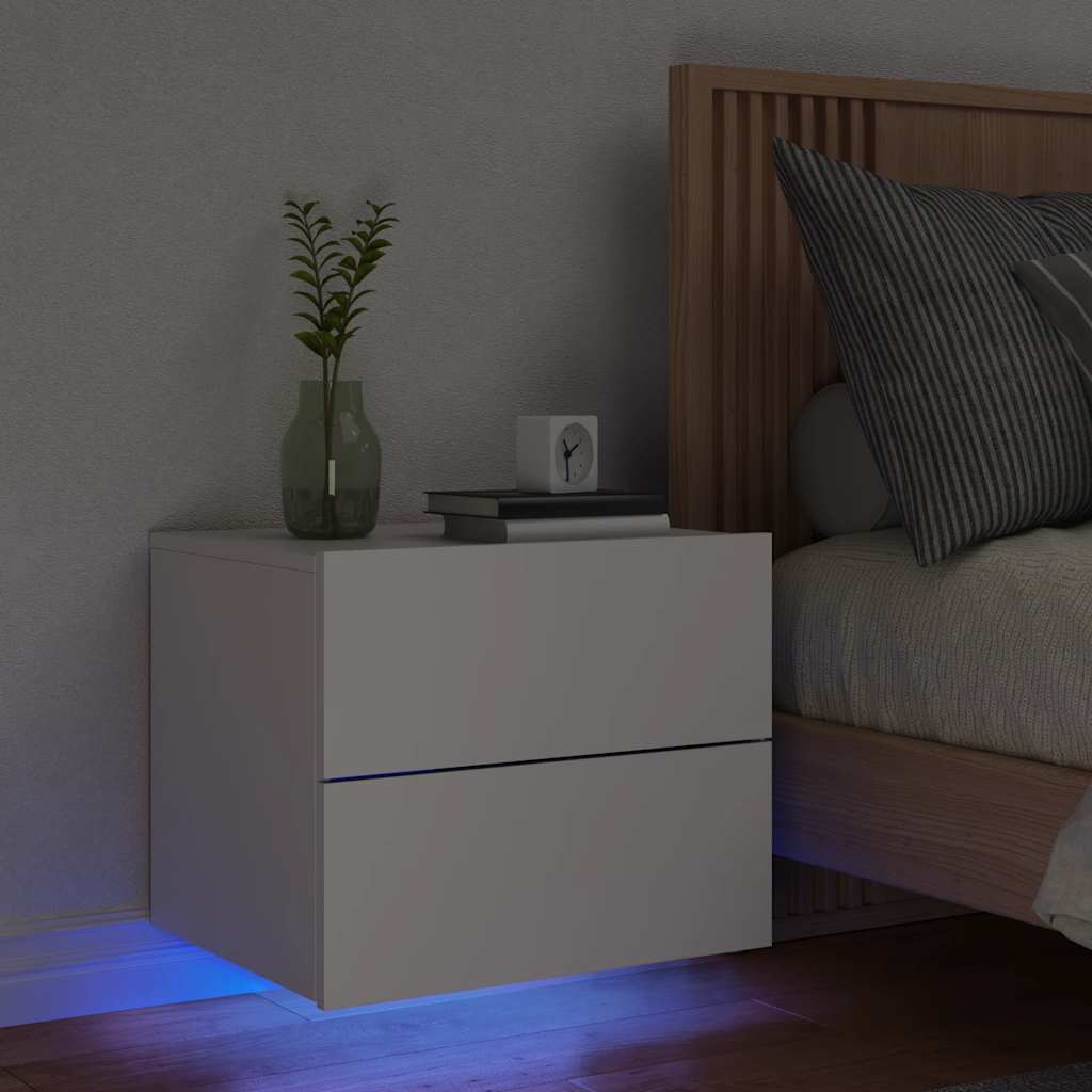 Vidaxl Comodino Sospeso con Illuminazione a LED, Bianco