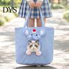 Lightweight Pet Tote for Daily Commute Portable Cat Carrier Purse, Breathable Bag with Adjustable Head Ventilated Polyester Pets Hole, Canvas