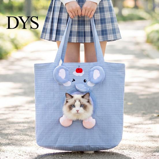 Lightweight Pet Tote for Daily Commute Portable Cat Carrier Purse, Breathable Bag with Adjustable Head Ventilated Polyester Pets Hole, Canvas