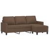 3-Sitzer-Sofa mit Hocker Braun 180 cm Stoff