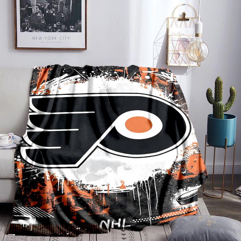 Flyers Hockey Team Throws Blanket Flannel Blankets Plush for Couch Bed Gifts for Men Women Travel picnic blanket Christmas fan gifts