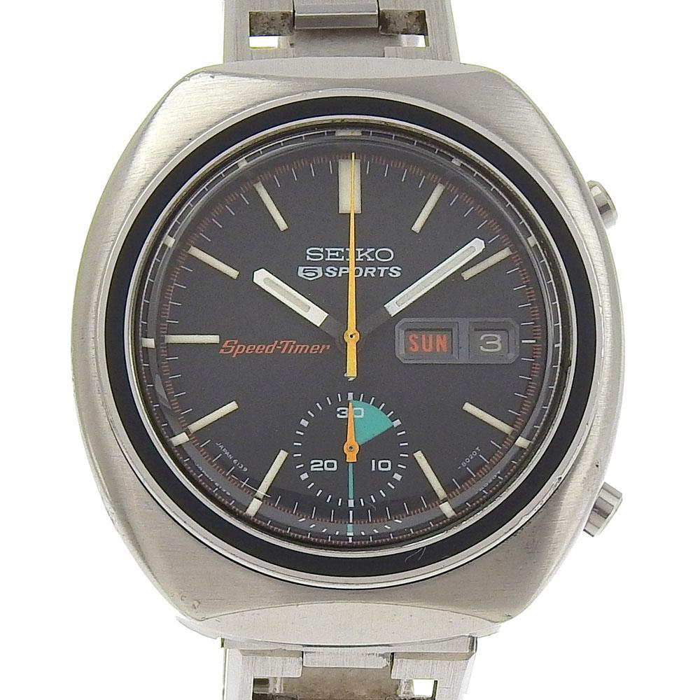 

SEIKO seiko 5 sports Watches 6139-8002 Speed timer blackDial Stainless Steel Mechanical Automatic mens Used