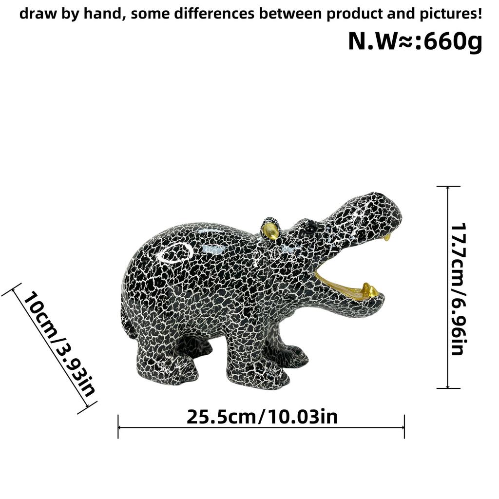 Nordic Creative Colorful Big Mouth Hippo Ornaments Home Living Room Office Desktop Animal Resin Craft Decoration