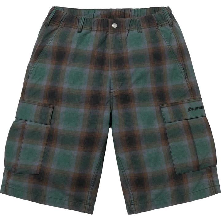Supreme Shadow Plaid Cargo Short Green M
