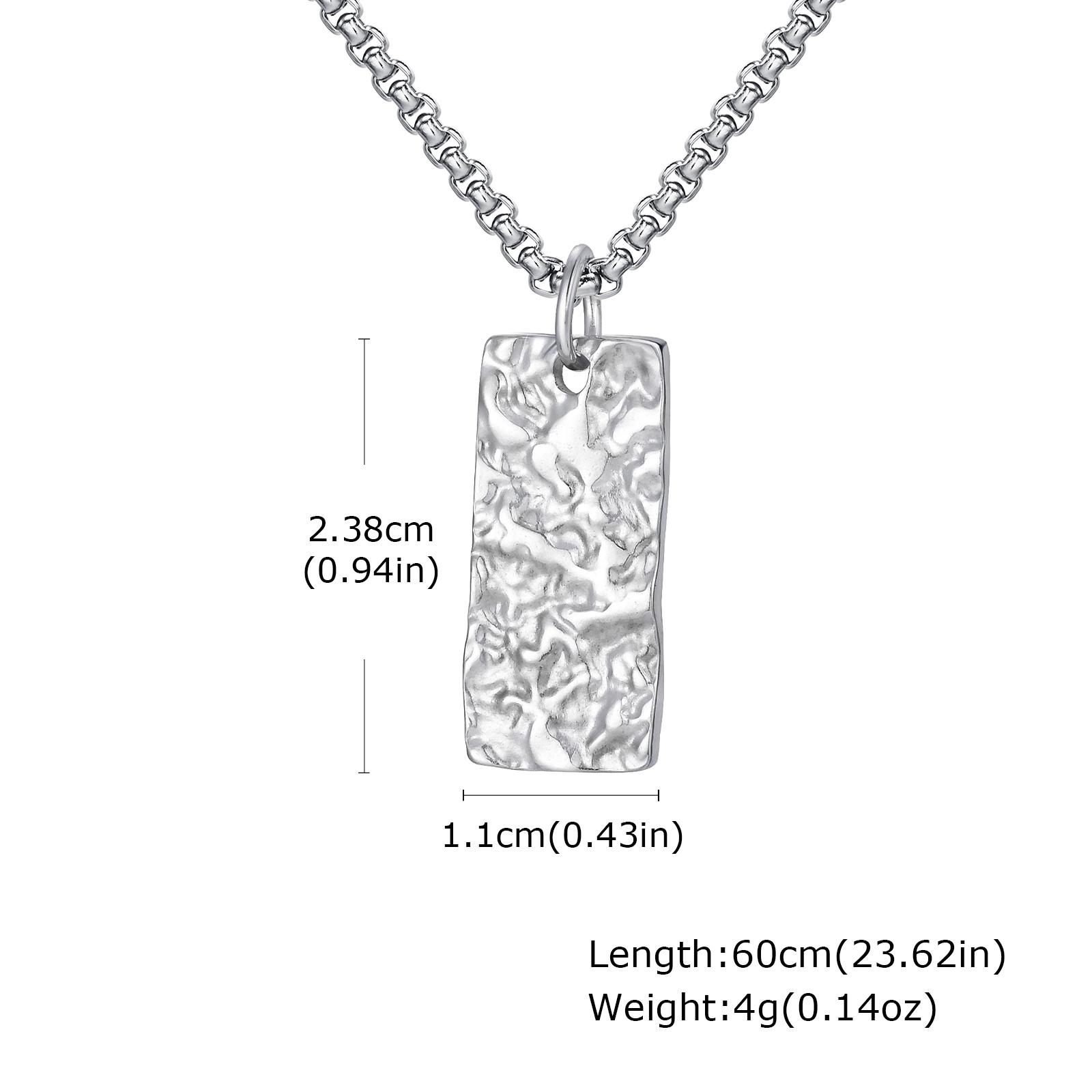 

Fashion Pleated Geometric Rectangle Pendant Necklace, Gold Plated Stainless Steel Necklace for Men, Minimalist Punk Jewelry Gift 60CM