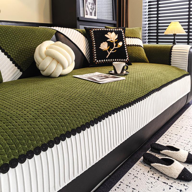 Cream Style Sofa Cover Splicing Jacquard Sofa Cover Thicken Living Room Couch Cushion Anti-slip Four Season Universal Sofa Towel