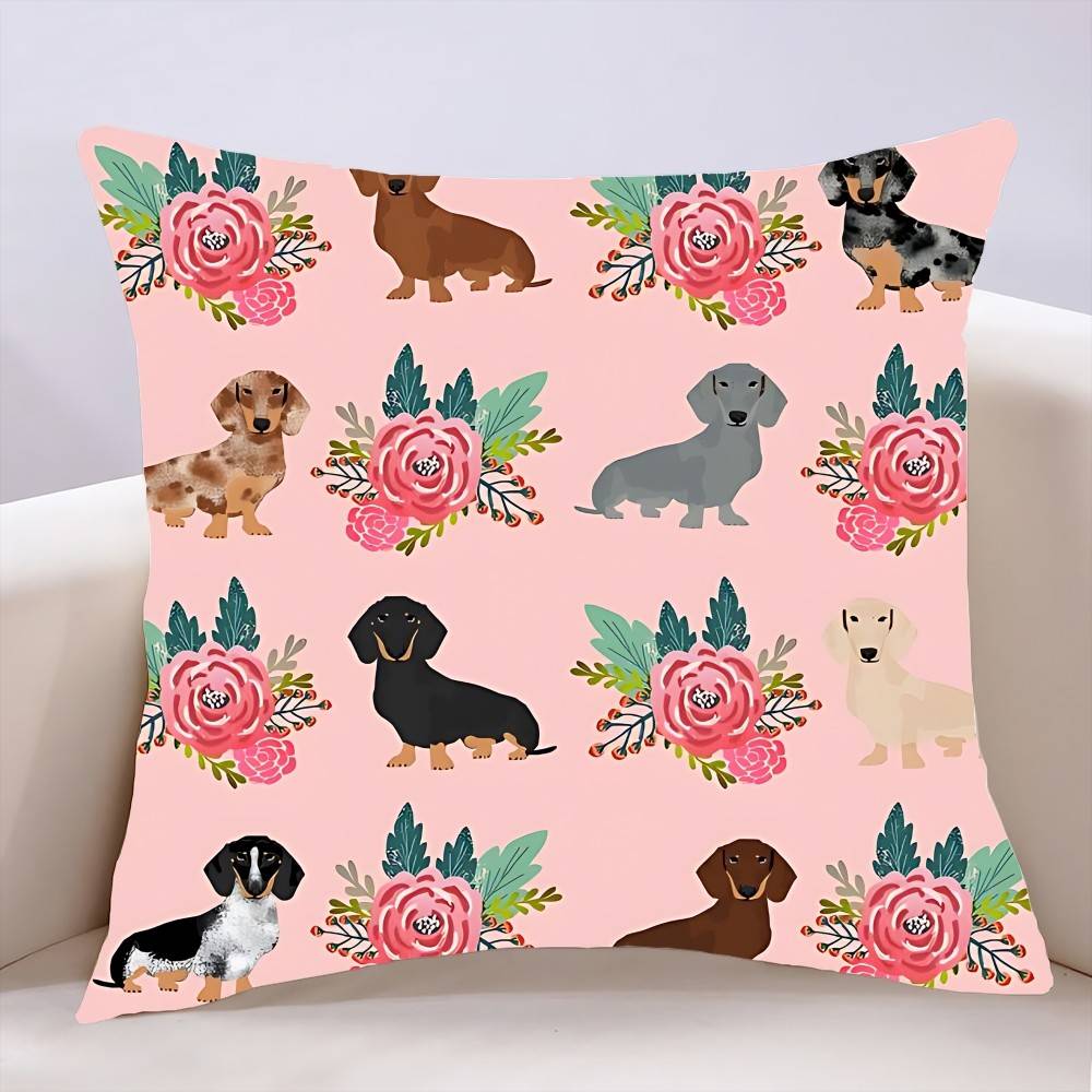 Dachshund Pillow Case Cushion Cover Soft Cute Throw Pillow Case For Car Sofa Pillowcase Polyester With Zipper
