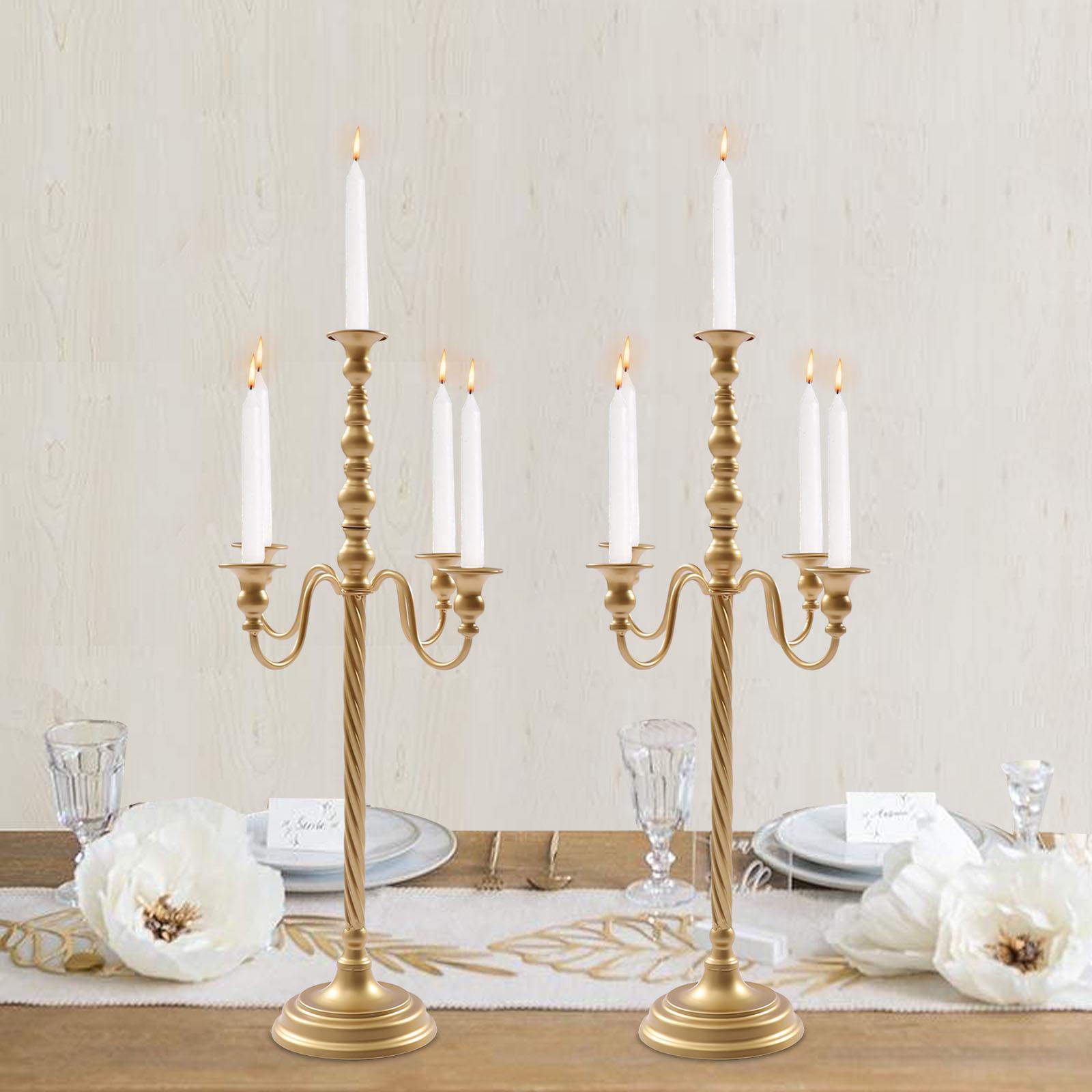 

2Pcs 28 Tall Metal Candelabra, Elegant Golden Floor Candlestick Holder for Wedding Centerpiece, Party Decor, Floral Arrangement 2pcs золотой