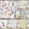 3D Colorful Flowers Leaves Birds Printing Bathroom Waterproof Shower Curtain with Hooks Home Decoration Polyester Bath Curtains
