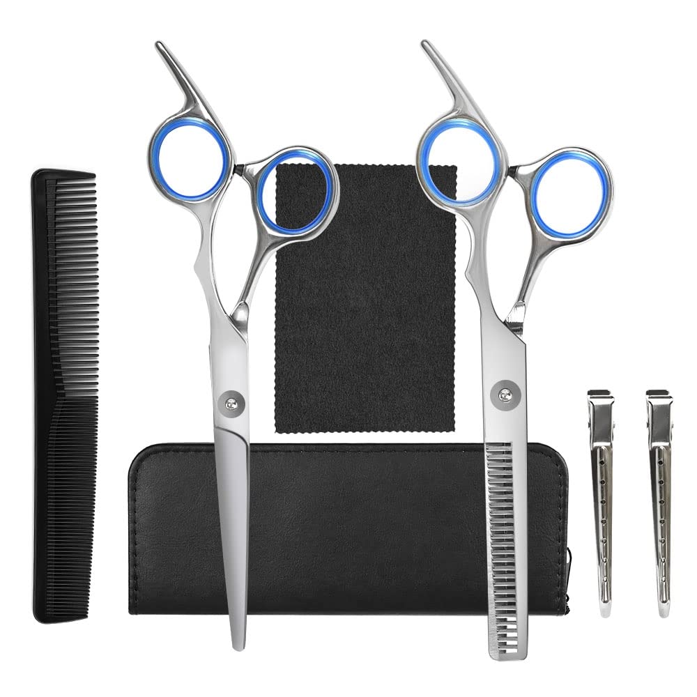 Haarschneideschere Für professionelle Edelstahlscheren wird ein spezielles Etui mitgeliefert [7-teiliges Set] Anfänger, Friseure, Barbiere, hohe Qualität
