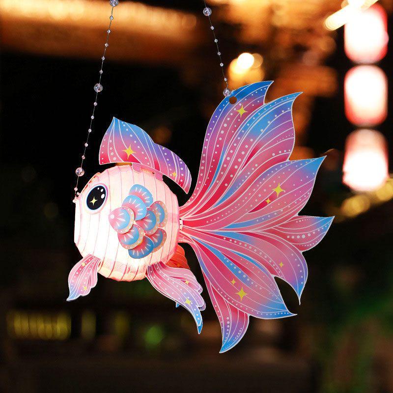 DIY Chinese-Style Luminous Lantern Kit: Mid-Autumn Festival Handheld Honeycomb Goldfish & Flower Lanterns for Kids