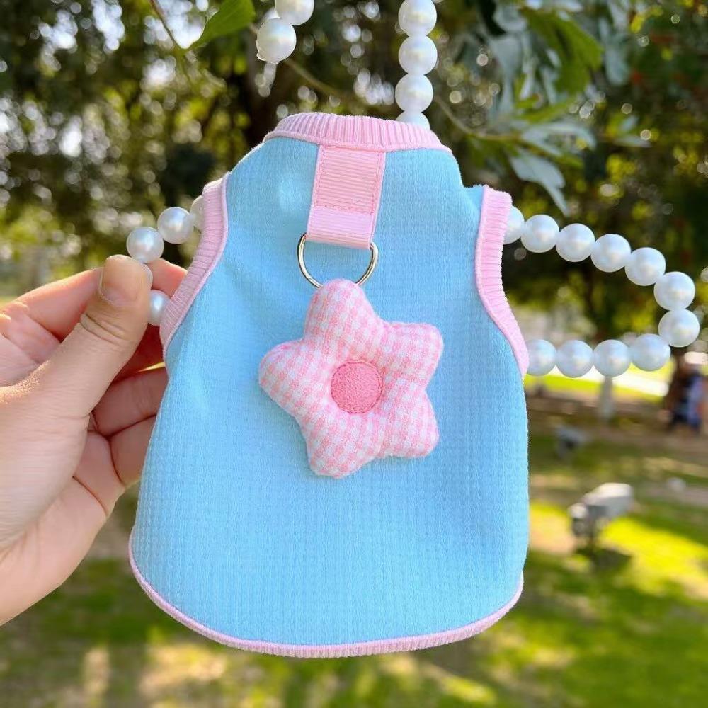 

Cute Sizes S-L Pet Vest Comfortable Breathable Cat Clothes Lightweight with Traction Ring Puppy Kitten Apparel Outdoor Walking S синій