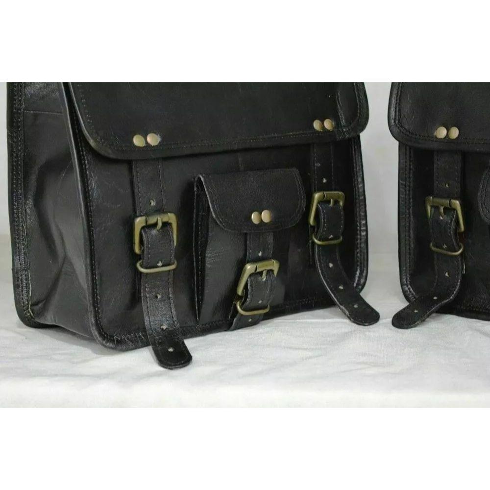 Motorcycle Saddlebags 2 Side Pouch Leather Bags Pouch Panniers Saddle 2 Bags New