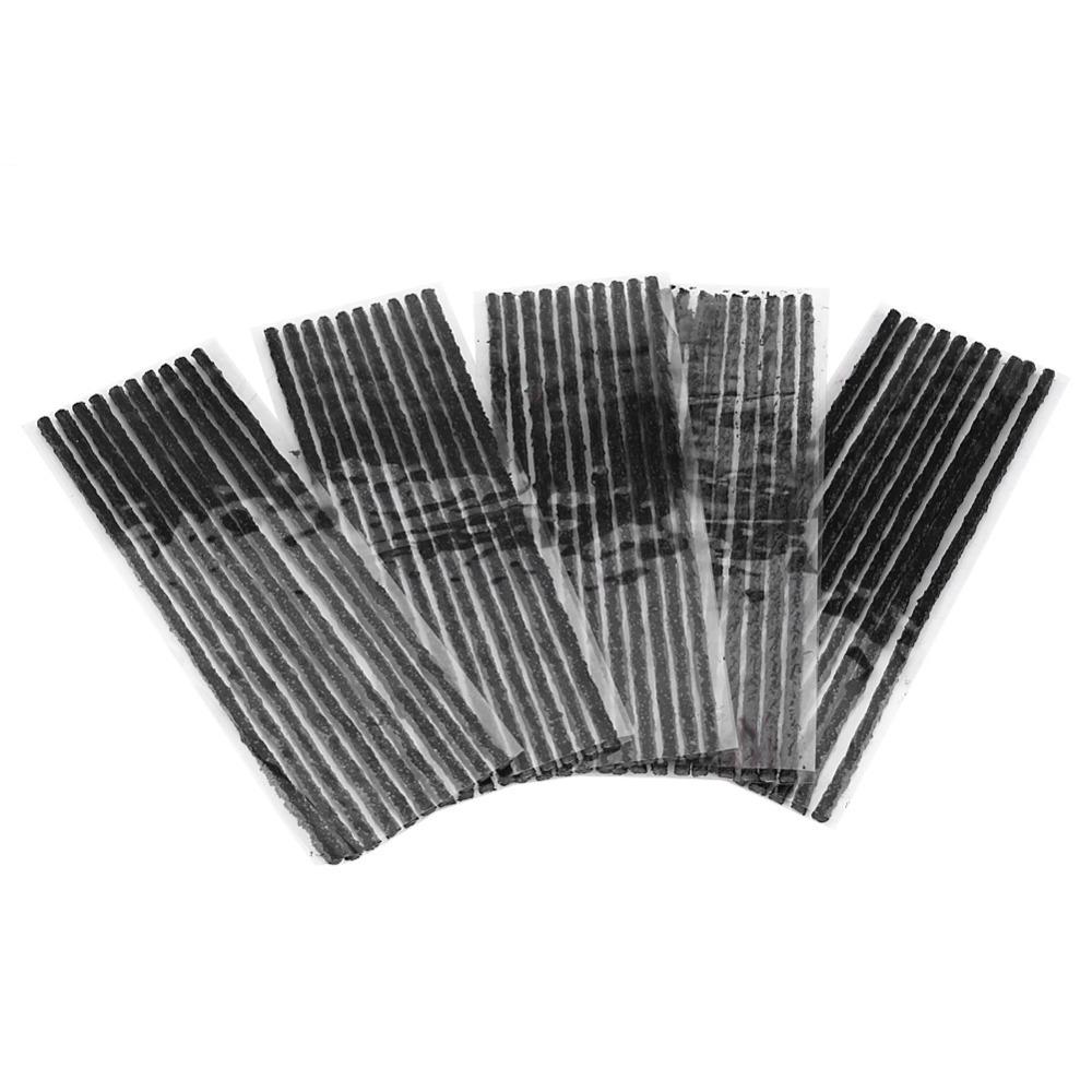 

50PCS Rubber Tire Patch Kit Good Sealing Tubeless Seal Strip Tires Strings Rubber Plug Roadside Use чорний