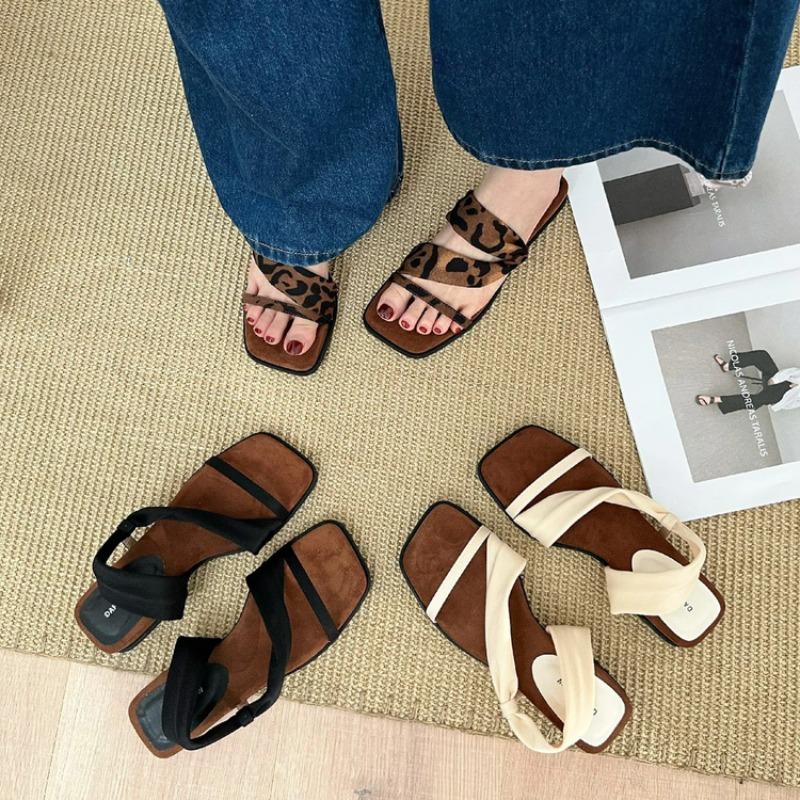 Shoes Women Slippers Casual On A Wedge Square Toe Slides Rubber Flip Flops Pantofle Heeled Mules Soft Luxury Hawaiian 2025 Summ