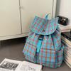 Vintage Plaid Men's Backpack Student Backpack Color Block Women's Schoolbag