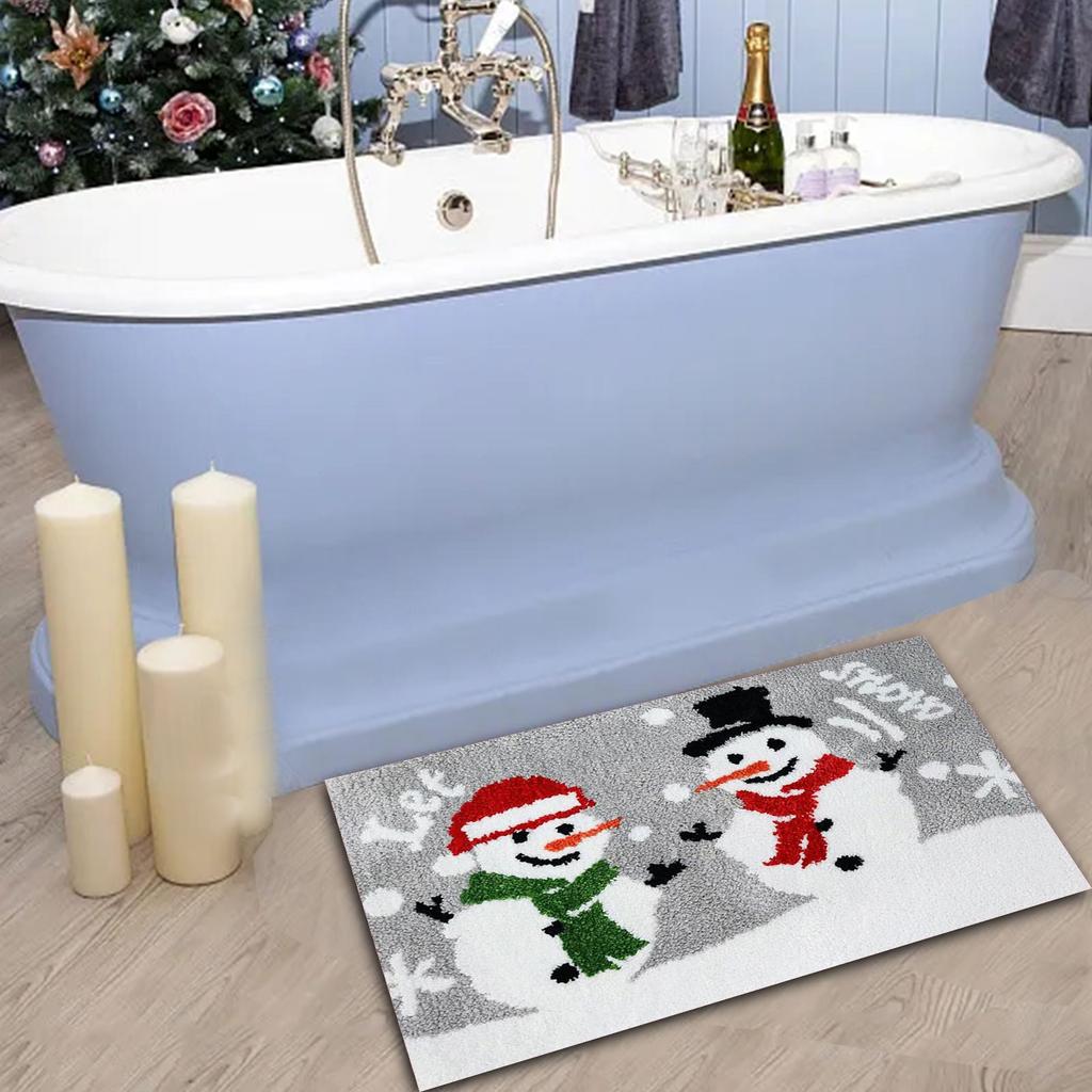 Christmas Doormat Winter Bath Rug Snowflak Mats Decor Front Door Mat Decorative Non Slip Comfortable Mat Area Rug For Bedroom