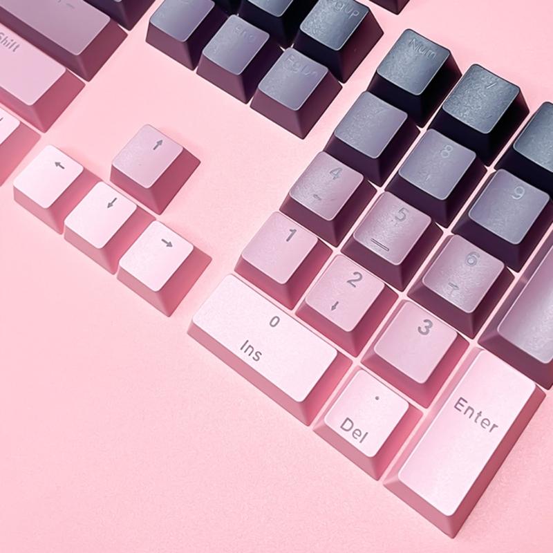 Ergonomic OEM Profile PBT Keycap Set, Front Printed Double Shot Keycap with Shine Through for Mechanical Keyboards