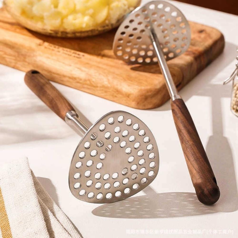 Wooden Handle Potatoes Masher Stainless Steel Avocado Masher Hand Tool Kitchen Tool  Kitchen