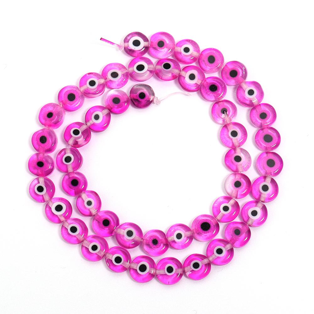 1 Strand Flat Round Glass Beads Evil Eye Lampwork Spacer Beads For Handmade Earring Bracelet Jewelry Making Supplies 4 6 8 10mm