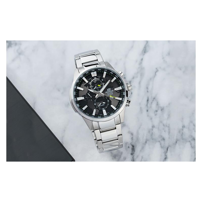 Casio EDIFICE Creative Earth Voděodolný Křemenný Strojek Nerezový Pásek Japonské a Korejské Hodinky Pánské Hodinky Černý Ciferník EFR-303D-1AVUPR