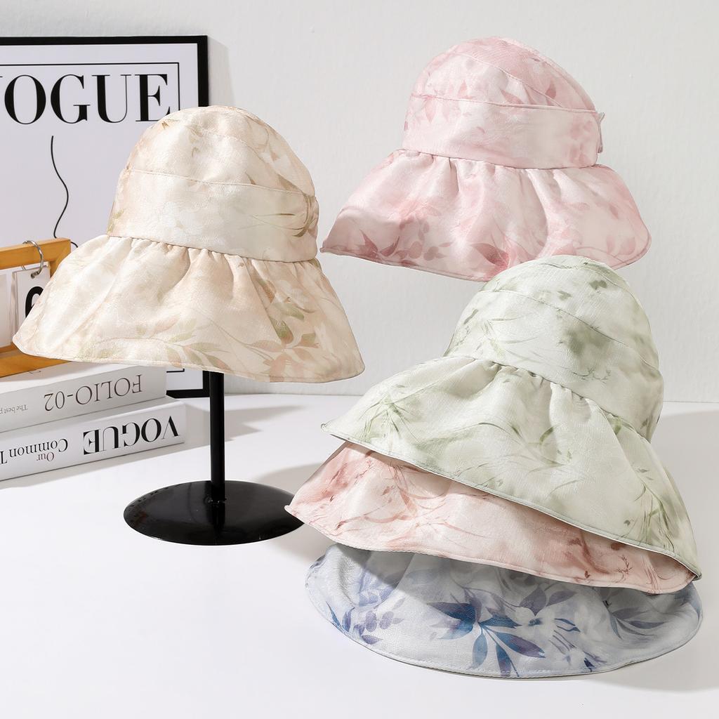 Sonnenhut Kinder Sommer Reise großer Rand Gesichtsschutz Sonnenschutzhut Mode Druck Leere Oberseite Sonnenhut Atmungsaktiv und kleines Gesicht