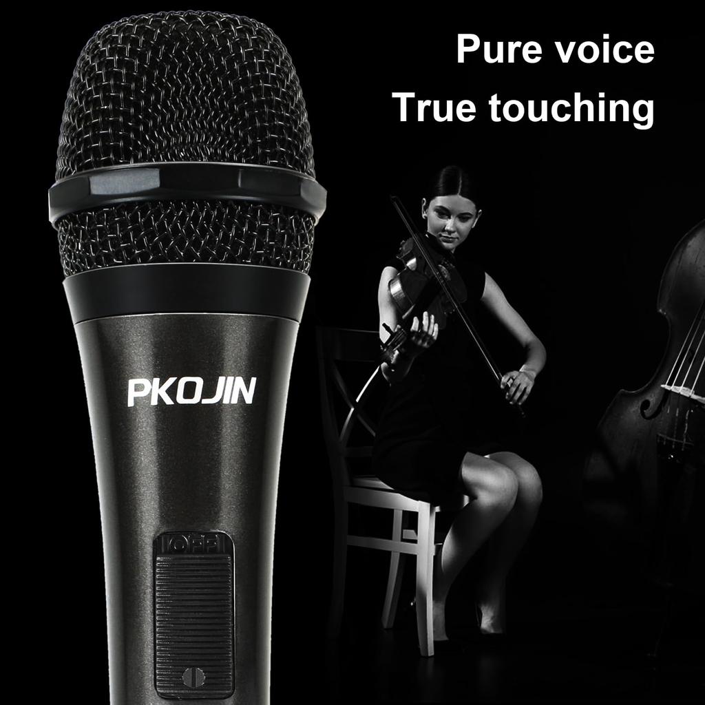 PKOJIN Dynamic Karaoke Vocal Wired Microphone for Handheld Microphone with Speaker Microphone with Switch Microphone, Karaoke, 10-Foot Cable, ON/OFF