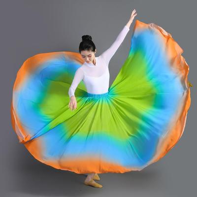 Saia de Dança do Ventre Gradiente de 720 Graus Saia Longa Fluida Fantasia de Saia para Performance de Dança Clássica Feminina