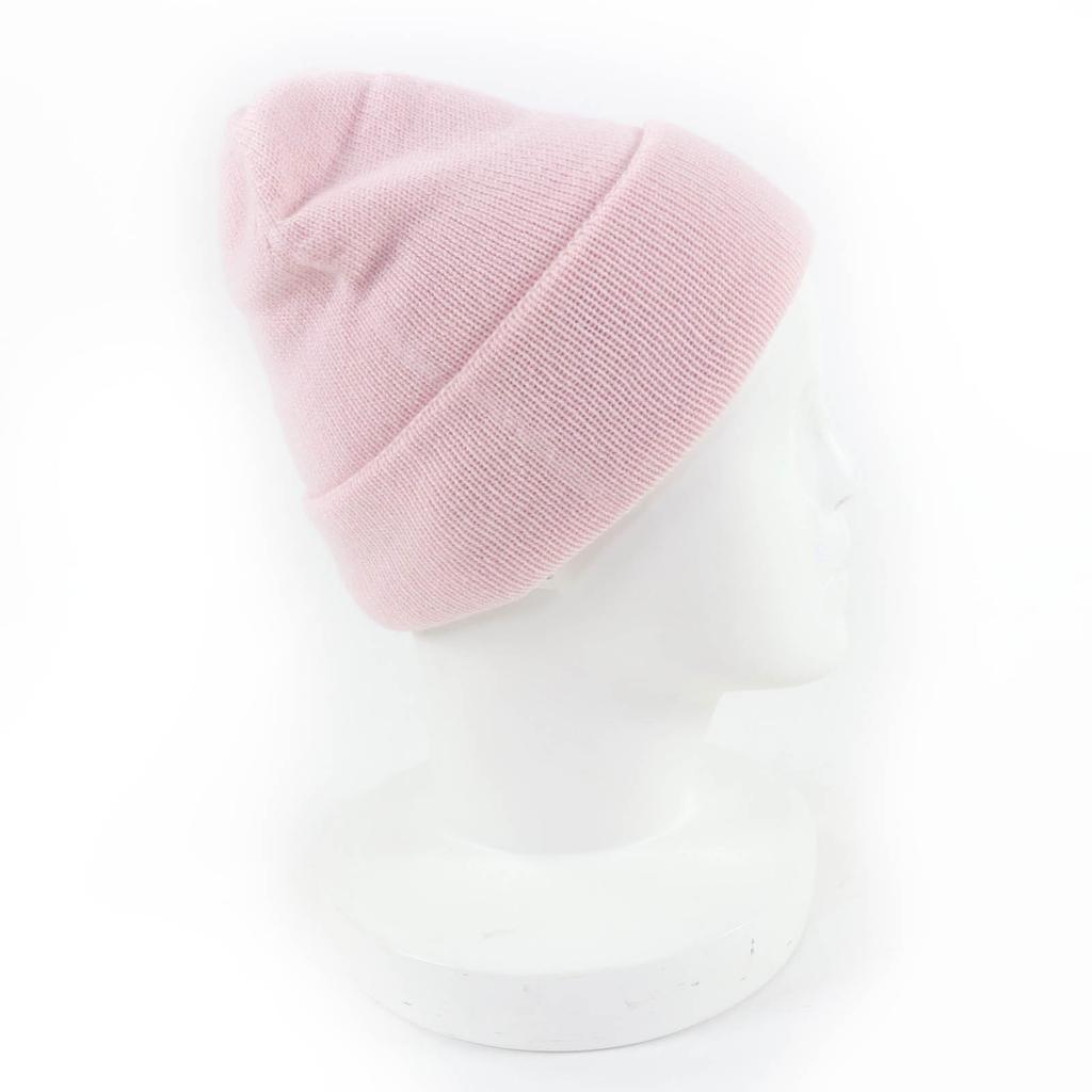 Pristine CHANEL Knit cap COCO Mark Heart Rhinestone pink cashmere Women Used