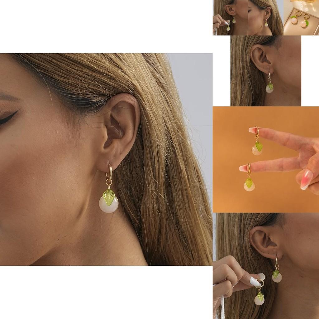 Trendy Geometric Leaf Peach Earrings In Pink For Women Winter 2023 Collection