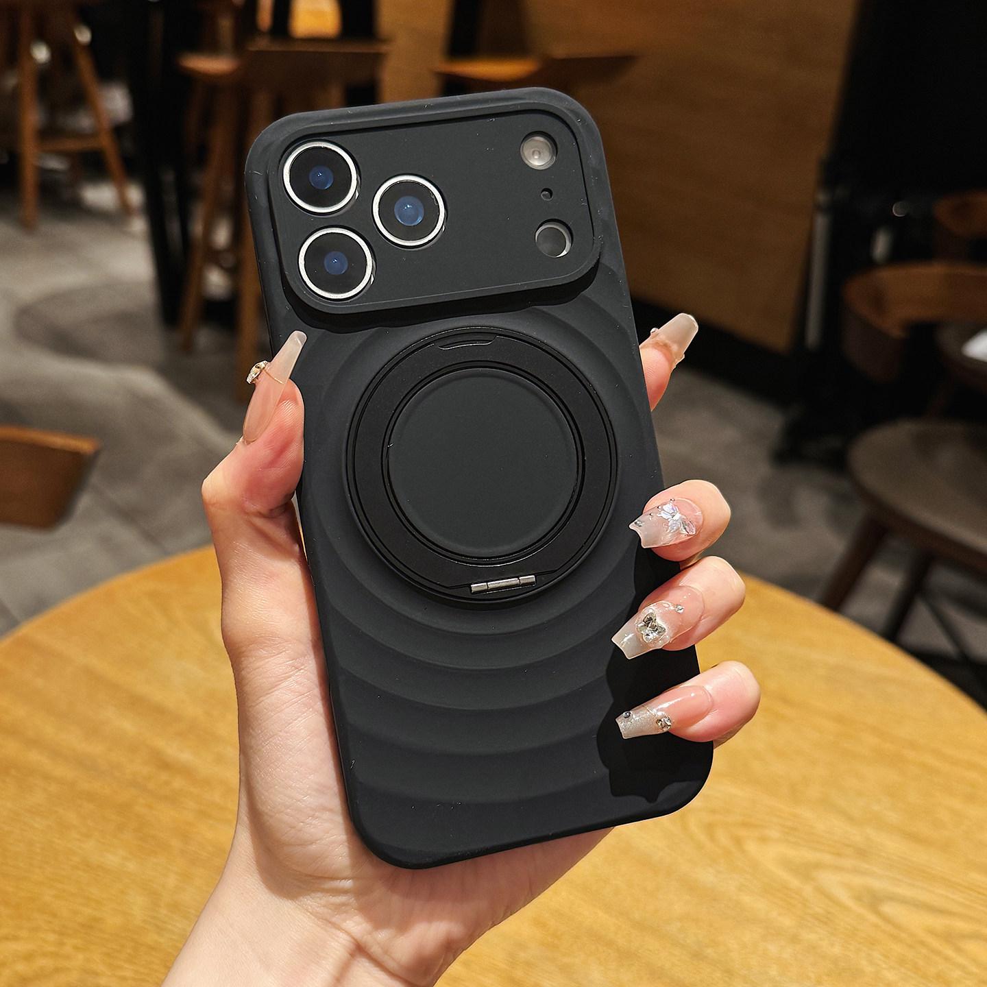 

Wave Pattern 360° Magnetic Rotating Stand Compatible with iPhone 17 Pro Max, Skin-Feel Case, Full Coverage for Apple 16 17 PROMAX