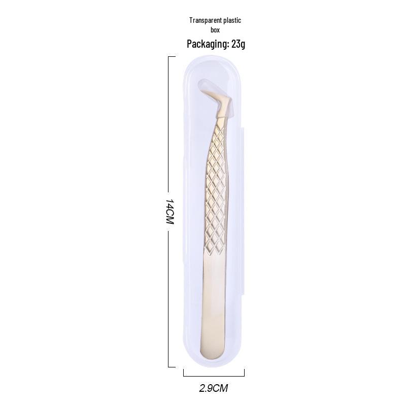 Golden Feather Stainless Steel Lash Tweezers with Net Grip for Precision Eyelash Application
