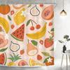 Fruit Summer Shower Curtain Strawberry Watermelon Tropical Kids Cute Papaya Lemon Pitaya Cherry Cartoon Colorful Waterproof